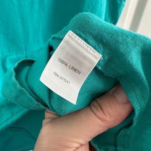 j jill love linen teal sleeveless shift dress womens small pockets coastal gran - Picture 4 of 6